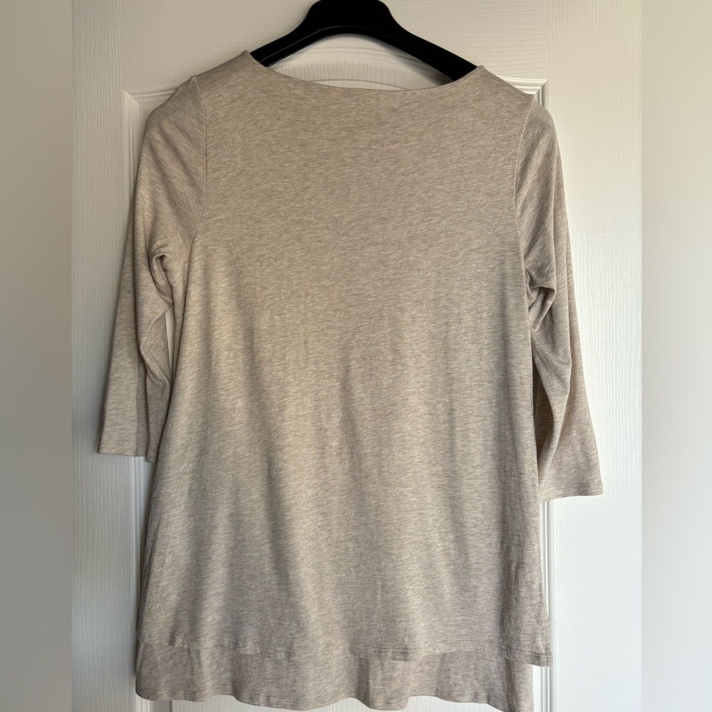 J.Jill Pure Jill Boat Neck Tunic Top Blouse oatmeal beige size small